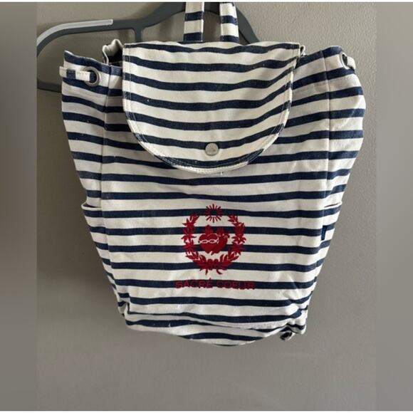 Baggu Blue White Cotton Canvas Sailor Stripe Backpack Sacre Coeur Nautical Boho main image 6